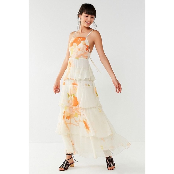 Urban Outfitters Dresses & Skirts - Urban Outfitters Tiered Ruffle Floral Halter Maxi Dress